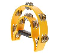 BESTonZON Double Row Hand Bell Musical Instrument Lightweight Iron Bell for Ktv Bar Party Ergonomic Grip Yellow Handheld Percussion for Festivals and Stages