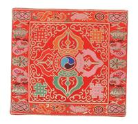 BESTonZON Dual Layer Non Slip Religious Sound Bowl Mat Cushion with Embroidered Buddhist Patterns Durable Pad for Meditation and Prayer Bowls Lightweight and Compact Design Red
