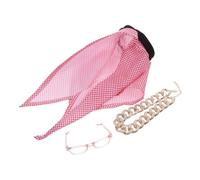 BESTonZON Dubai Style Pet Costume for Small Dogs and Cats Middle Eastern Red Printed Bandana Headwrap with Sunglasses and Chain Necklace Lightweight Breathable for Sunny Outdoor Parties
