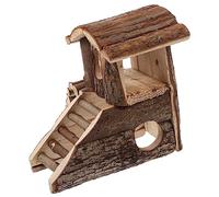 BESTonZON Durable Small Pet Hut Wooden Hamster Castle House with Double Layer Design for Rest and Play Odor Comfortable Hideout Suitable for Hamsters Chinchillas and Small Animals