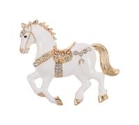 BESTonZON Elegant Vintage Horse Brooch Pin with Dazzling Rhinestones, Wear-resistant White Alloy Lapel Pin for Parties and Daily Style Enhancement, 2026 Chinese Year of The Horse Zodiac