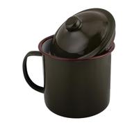 BESTonZON Enamel Mug with Lid 24Oz Large Vintage Camping Coffee Cup for Outdoor Hiking Tea Drinking Durable Retro Style