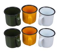 BESTonZON Enamel Tea and Coffee Mug Set of 6 - Portable Drinking Cups for Hot Drinks, Camping, Hiking, Fishing, Travels - Dishwasher Safe (Random Color)
