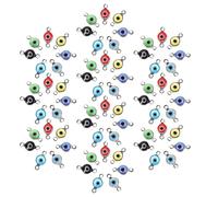 BESTonZON Evil Eye Connector Charms Creative Pattern 70pcs Stainless Steel round Shape Jewelry Making Bracelet Necklace for DIY Craft and Formal Events
