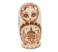 BESTonZON Five Pyrography Relief Russian Nesting Dolls Wooden Craft Kit with Double Headed Eagle Design Handmade Decorative Storage and Gift Unfinished Blank Dolls for DIY Painting