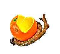 BESTonZON Flat Base Orange Branch Shaped Feeding Bowl for Birds Durable Plastic Pet Food Container Easy Clean Design for Parrot Cage Use Attractive Fruit Bowl for Cage Mounted Feeding