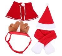 BESTonZON Fleece Pet Cosplay Cloak Set for Cats and Dogs Yarn Holiday Cape with Red Headband Festive Outfit for Photo Shoots and Party Wear
