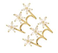 BESTonZON Flower Claw Earrings for Women, 3-Flower Multi-Hoop Ear Cuff Studs, Gold Tone Wrap Earrings That Look Like Multiple Piercings, Minimalist Floral Jewelry