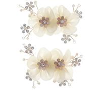 BESTonZON Flower Shoe Clips Pearl Lace Alloy 2pcs Reusable Decorative Buckle for Bridal and Pumps