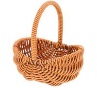 BESTonZON Flower Woven Basket Multipurpose Woven Floral Basket Mini Size Pvc Imitation Rattan Weaving Iron Frame Vintage Style Easy Carrying Display Small Plants Decorative Use