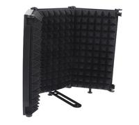 BESTonZON Foldable Microphone Windproof Shield Three Panels Noise Reduction System, Black Sound Absorbing Mic Windscreen Cover for Recording Studio