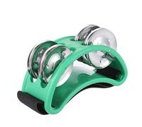 BESTonZON Foot Tambourine Plated Compact Percussion Instrument for Acoustic and Jam Sessions Green Color Elastic Strap for Comfortable Wear
