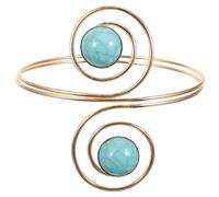 BESTonZON Gold Spiral Turquoise Arm Cuff Bracelet for Women, Adjustable Open Metal Armlet Bangle, Stylish Charm Arm Band Suitable for Casual and Party Wear