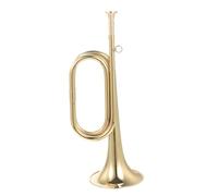 BESTonZON Golden Copper Bugle for Beginners Lightweight Cavalry Trumpet with Beautiful and Natural Sounds Orchestra and School Band