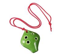 BESTonZON Green 6 Hole Ceramic Alto Ocarina for Beginners with Short Mouth and Lanyard, Easy to Learn Musical Instrument Shaped like A Strawberry with Sound and Music Score