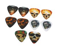 BESTonZON Guitar Picks Ukulele Picks 10pcs Skull Design Punk Style 0.71mm Plectrum Kit Halloween Colour Printing Sturdy Material Musical Instrument Accessories