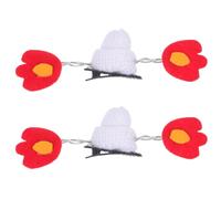 BESTonZON Hair Clips for Women’s Party Versatile Styling Tool 1 Pair Halloween with Devil Flame and Knitted Witch Hat Design, Comfortable Metal and Cloth Material and Cosplay Hair