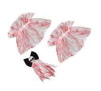 BESTonZON Halloween Corpse Bride Headpiece Set with Retro Rose Gothic Lace Hair Clips and Bloody Zombie Wrist , Halloween Costume Accessories for Party and Cosplay