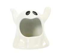 BESTonZON Halloween Ghost Shaped Ceramic Hamster House Hideout with Cozy Habitat for Small Pets Space Saving Design Fun Decoration for Cage and Home