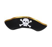 BESTonZON Halloween Pirate Tricorn Hat with Gold Trim Carnival Party Prop for Adults Stylish Masquerade Cosplay Accessory for Halloween Costume and Themed Events