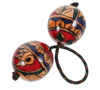 BESTonZON Hand Drawn Maracas Wooden Rhythm Ball Percussion Instrument for Music Classroom Single Hand Use Shaking Ball Vibrant Colors