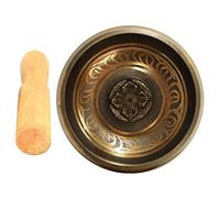 BESTonZON Handcrafted Nepalese Copper Singing Bowl Set 8.5cm Cross Mallet and Wooden Stick, Tibetan Meditation and Yoga Sound Bowl for Chakra Healing and Mindfulness Practice