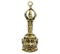 BESTonZON Handmade Brass Vintage Bell Pendant Keychain, DIY Charm with Three Lion Design, Yellow Copper Bell for Crafts, Decoration, and Beading Accessories