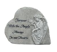 BESTonZON Heart-shaped Angel Statue Resin Memorial Monument for Garden Decor Weather-resistant Outdoor Memorial Heart Tribute Symbol of Everlasting Love and Remembrance