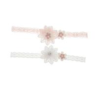 BESTonZON Infant Flower Headbands 2 Pack Soft Lace Hairband Set Newborn Girl Headbands for Photoshoots