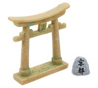 BESTonZON Japanese Shinto Miniature Gate Aquarium Decor with Stone Traditional Tiny Gate for Fish Tank Landscape Compact Artistic Ornament for Fairy Garden Moss Bonsai and Miniature Scenes