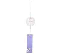 BESTonZON Japanese Style Glass Wind Chime Hanging Decor Hand Painted Floral Pattern Lightweight Outdoor Garden Balcony Ornament Soothing Clear Sound for Patio and Courtyard
