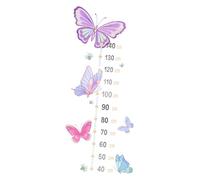 BESTonZON Kids Growth Chart Decal Removable PVC Height Chart Wall Sticker 2 Sheets with Lovely Butterflies Pattern No Fading Measurement Sticker for Nursery Room Decor for Boys and Girls