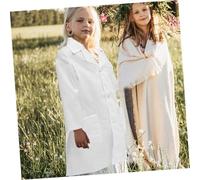 BESTonZON Lab Coat for Science Experiments Long Sleeve White Doctor Coat Age Appropriate Fit for Boys for School Plays Halloween and Role Playing Activities
