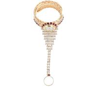 BESTonZON Ladies Rhinestone Bangle Watch Bracelet in Pomegranate Red, Fashionable Lady Bracelet Ring Sparkling Stones for Stylish Everyday Wear