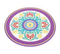 BESTonZON Large White Meditation Sound Bowl Cushion Pad Embroidery Prints Rounded Religious Mat for Sound Bowl Meditation