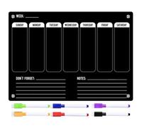 BESTonZON Magnetic Acrylic Weekly Planner Board Small Daily Schedule Organizer with 6 Whiteboard Markers Reusable Dry Erase Message Board for Kitchen and Office Wall
