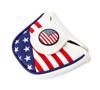 BESTonZON Mallet Putter Cover PU Leather Headcover Half-Round Golf Club Protector Usa Flag Style for Golfers