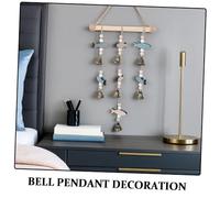 BESTonZON Mediterranean Wooden Double-sided Fish Wind Chime Coastal Wall Hanging Ornament for Outdoor Garden Patio Beach Decor with Artistic Seaside Style