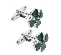 BESTonZON Men’S Green Four Leaf Clover Cufflinks Set, Irish Shamrock Sleeve Buttons with Enamel Finish, Classic Good Luck Shirt Cuff Accessories for St Patrick’S Day and Formal Wear
