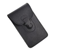 BESTonZON Men's Multi-Functional Waist Bag 7-inch Leather Belt Pouch Portable Mobile Phone Purse Black Suitable for Outdoor Travel and Daily Use