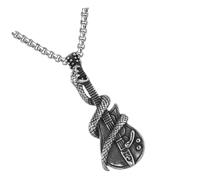 BESTonZON Men's Vintage Snake Guitar Pendant Necklace, Stainless Steel Chain for Male, Cool Rock Music Necklace for Casual and Daily Wear