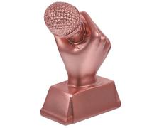 BESTonZON Microphone Singing Trophy Award for Musical Competition Adornment Resin Craft with Copper Finish for Karaoke and