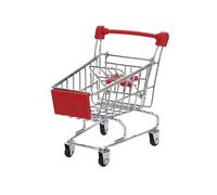 BESTonZON Mini Shopping Carts Red Storage Container for Trolley Playset for Organizing Desk Items and Creative Role Play