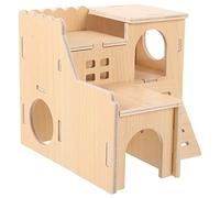 BESTonZON Mini Wooden House Slide Toy Hamster Boredom Breaker Castle Rat Small Playpen Squirrel House for Hamsters Chinchillas Home Decor
