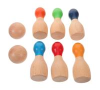 BESTonZON Mini Wooden Rainbow Bowling Set Colorful Educational Toy for Kids Family Fun Indoor Game 10 Bowling Pins and Balls for Boys and Girls Ages 3