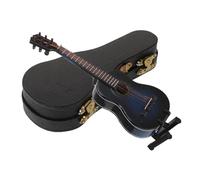 BESTonZON Miniature Classical Guitar Model 14cm Wooden Case and Stand, Mini Guitar Ornament for Dollhouse Accessories and Home Office Decoration
