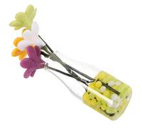BESTonZON Miniature Daisy Flowerpot Model with Transparent Glass Vase Realistic Potted Flower Craft for Dollhouse Decor Compact Artificial Floral Arrangement for Miniature Accessory