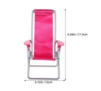 BESTonZON Miniature Dollhouse Folding Beach Chairs 2Pcs Compact Pink Lounge Seats for Craft Projects and Summer Decor