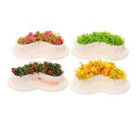 BESTonZON Miniature Flower Bed Bench 4Pcs Set, Mini Doll House Furniture, Mini Bench Model for Garden Patio and Dollhouse Decoration, Public Rest Area Seat Model