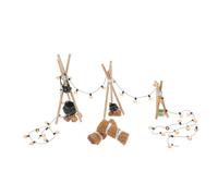 BESTonZON Miniature Outdoor Bonfire Set with Sturdy Wooden Rack and Hanging Cauldron Halloween Themed Mini Fire Pit Decoration for Dollhouses and Festive Scene Models